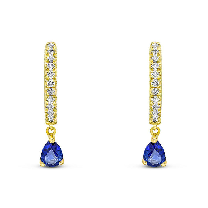 Sapphire and Diamond 18ct Yellow Gold Hoop Earrings - Michael Jones Jeweller