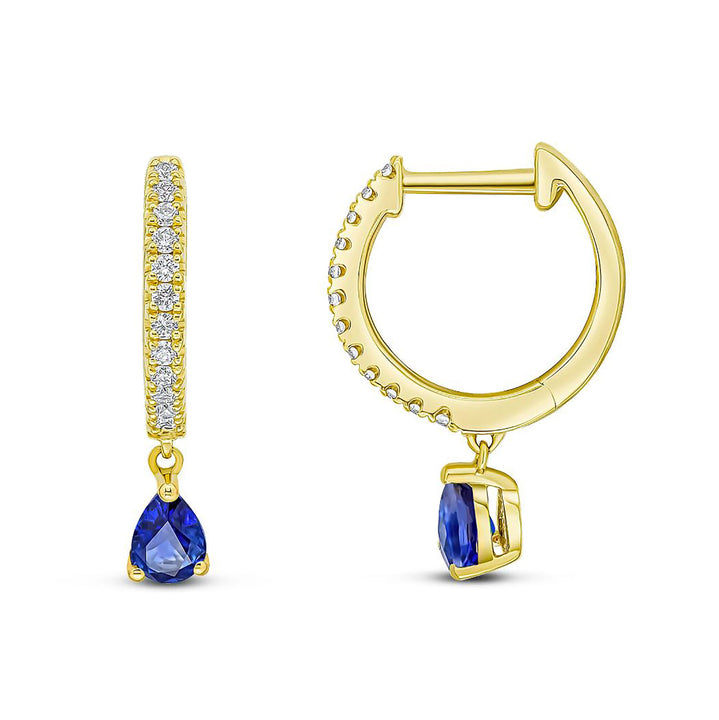 Sapphire and Diamond 18ct Yellow Gold Hoop Earrings - Michael Jones Jeweller
