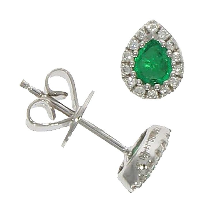 Emerald and Diamond 18ct White Gold Stud Earrings