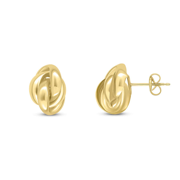 Fancy Oval 9ct Yellow Gold Knot Stud Earrings - Michael Jones Jeweller