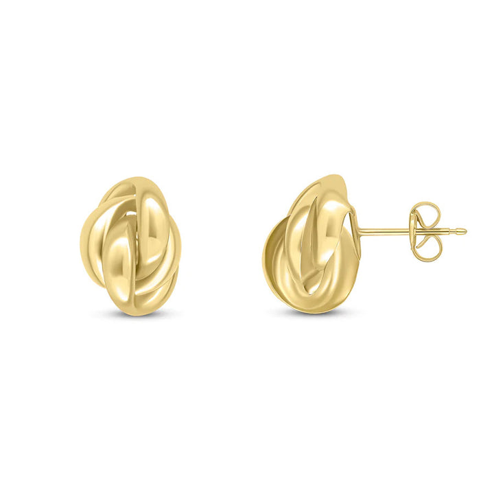 Fancy Oval 9ct Yellow Gold Knot Stud Earrings