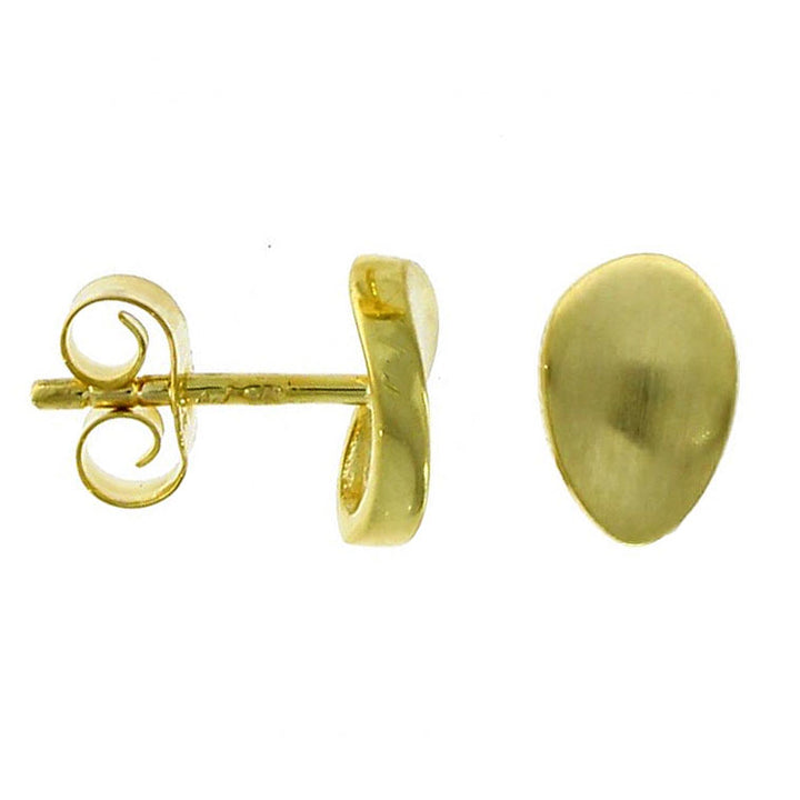 Concave Oval 9ct Yellow Gold Stud Earrings