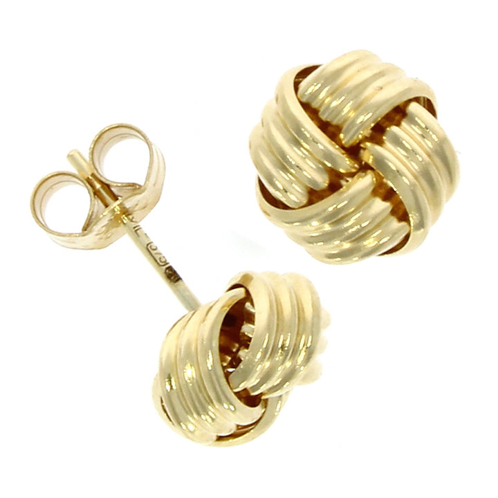 9ct Yellow Gold Medium Ribbed Knot Stud Earrings