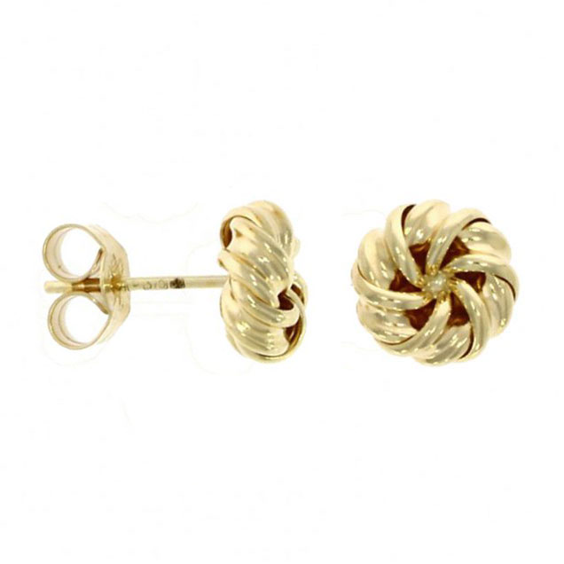 9ct Yellow Gold Knot Ribbon Style Earrings - Michael Jones Jeweller