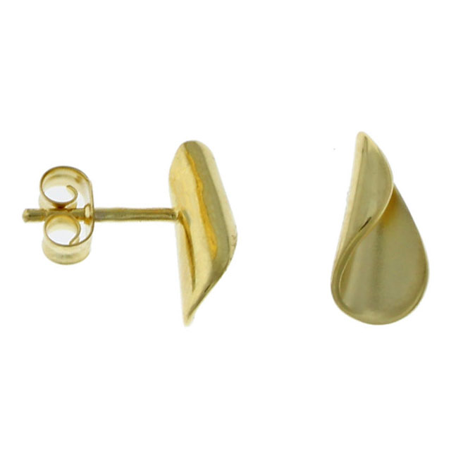 Curled Teardrop 9ct Yellow Gold Stud Earrings - Michael Jones Jeweller