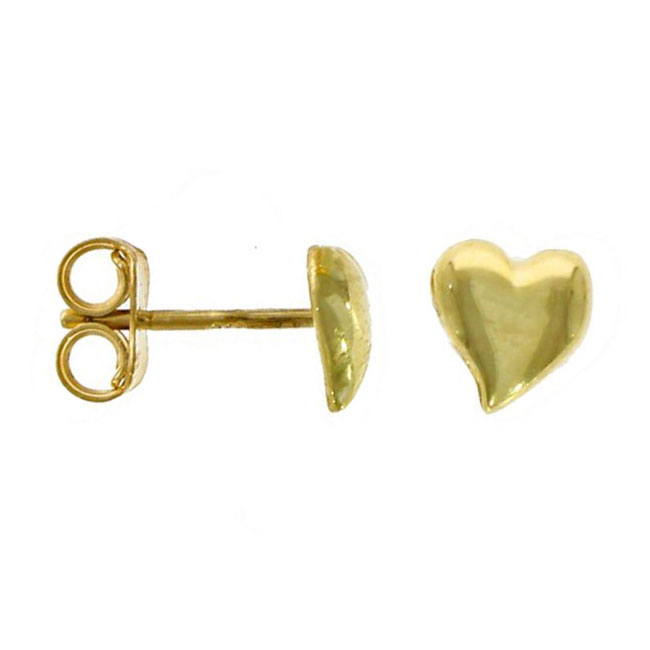 Heart Stud 9ct Yellow Gold Earrings.