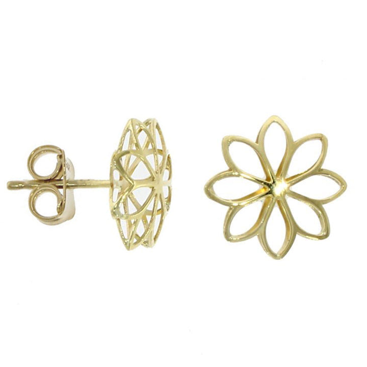 9ct Yellow Gold Flower Stud Earrings - Michael Jones Jeweller