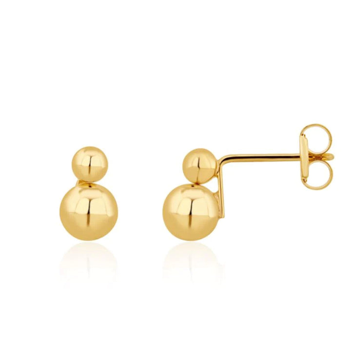 Double Ball 9ct Yellow Gold Stud Earrings - Michael Jones Jeweller