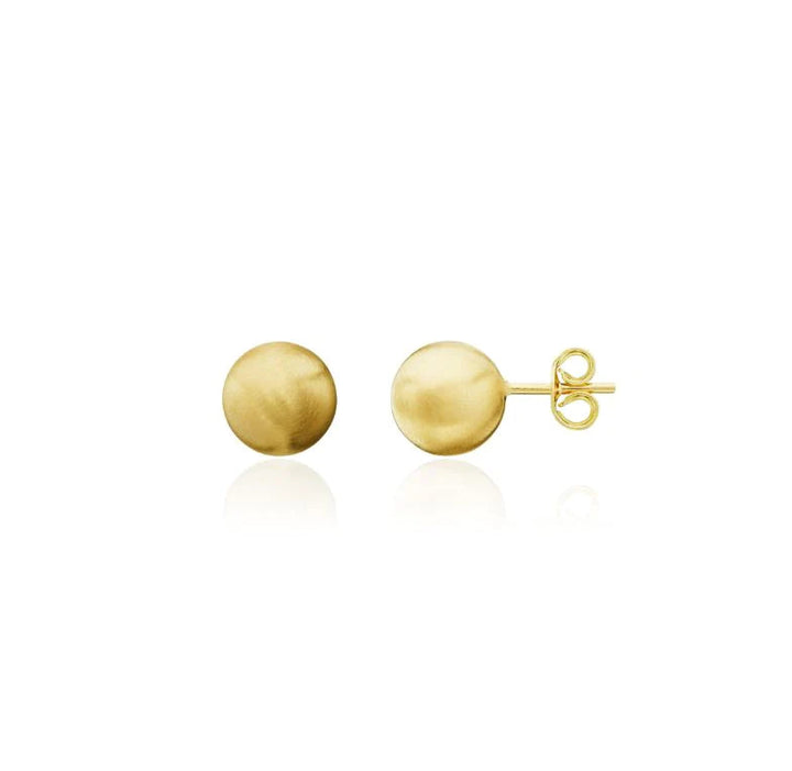 Satin 9ct Yellow Gold Ball Stud Earrings - Michael Jones Jeweller