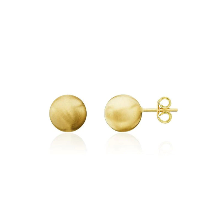 Satin 9ct Yellow Gold Ball Stud Earrings