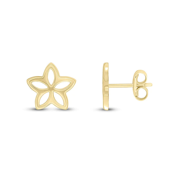 Star Flower 9ct Yellow Gold Stud Earrings