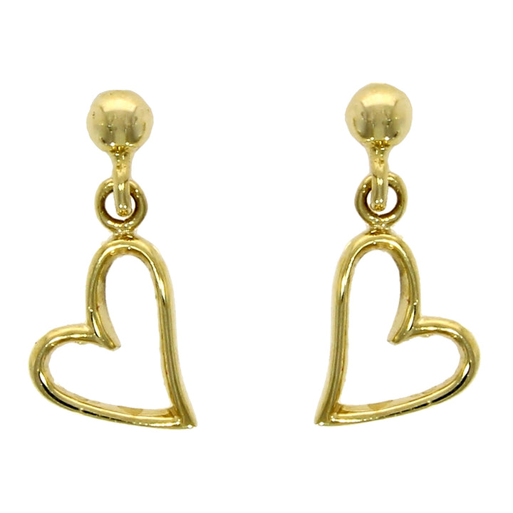 Open Heart 9ct Yellow Gold Drop Earrings - Michael Jones Jeweller