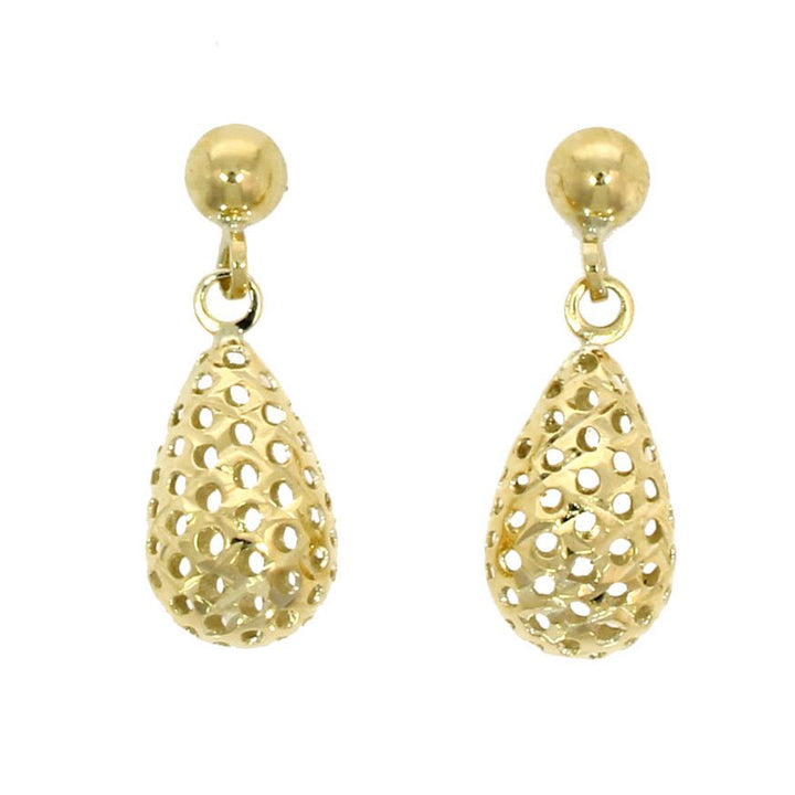 9ct Yellow Gold Pierced Teardrop Earrings - Michael Jones Jeweller