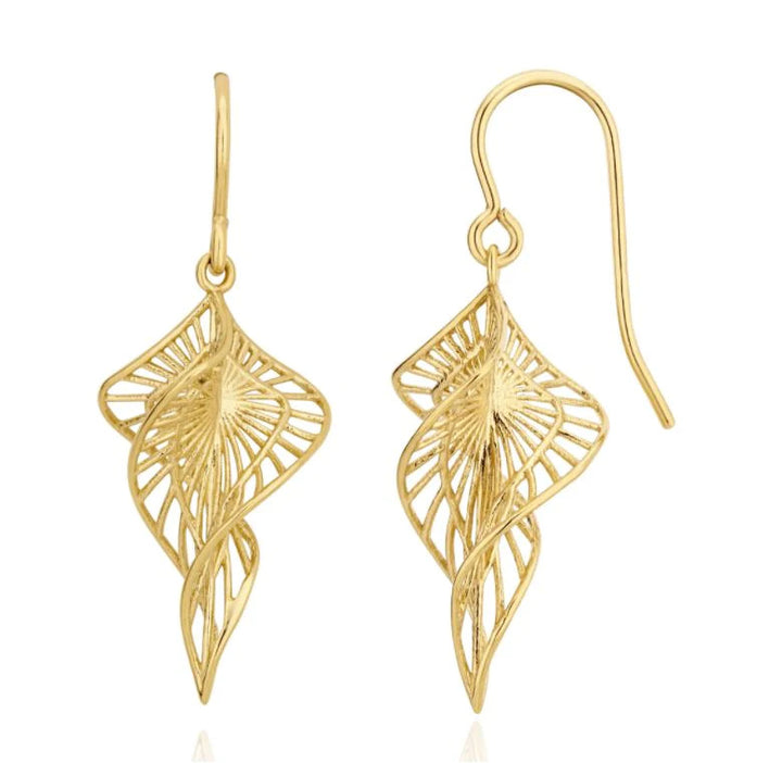 Large Spiral 9ct Yellow Gold Drop Earrings - Michael Jones Jeweller