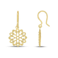 Filigree Flower 9ct Yellow Gold Drop Earrings - Michael Jones Jeweller