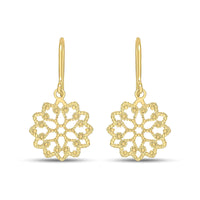 Filigree Flower 9ct Yellow Gold Drop Earrings - Michael Jones Jeweller