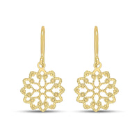 Filigree Flower 9ct Yellow Gold Drop Earrings