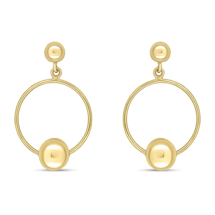 Open Circle 9ct Yellow Gold Drop Earrings