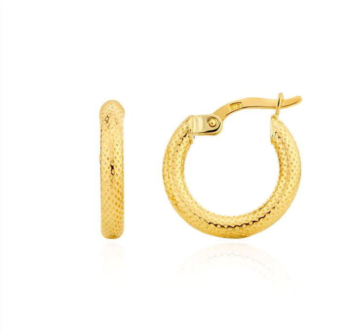 Textured 9ct Yellow Gold Hoop Earrings