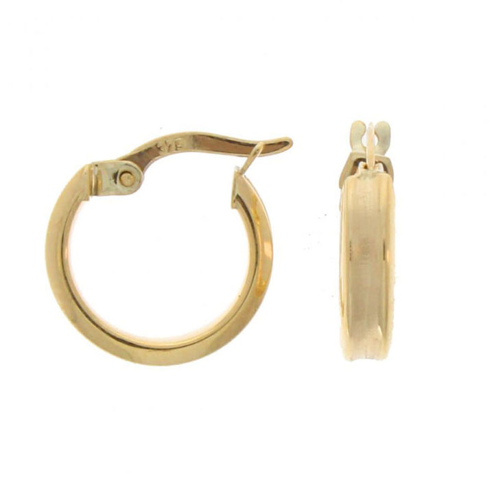 Satin and Polished 9ct Yellow Gold Hoop Earrings