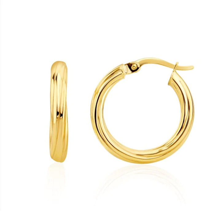 Twisted 9ct Yellow Gold Hoop Earrings