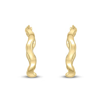 9ct Yellow Gold Wave Hoop Earrings - Michael Jones Jeweller