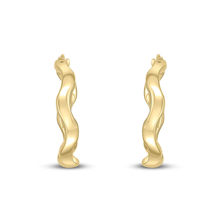 9ct Yellow Gold Wave Hoop Earrings - Michael Jones Jeweller