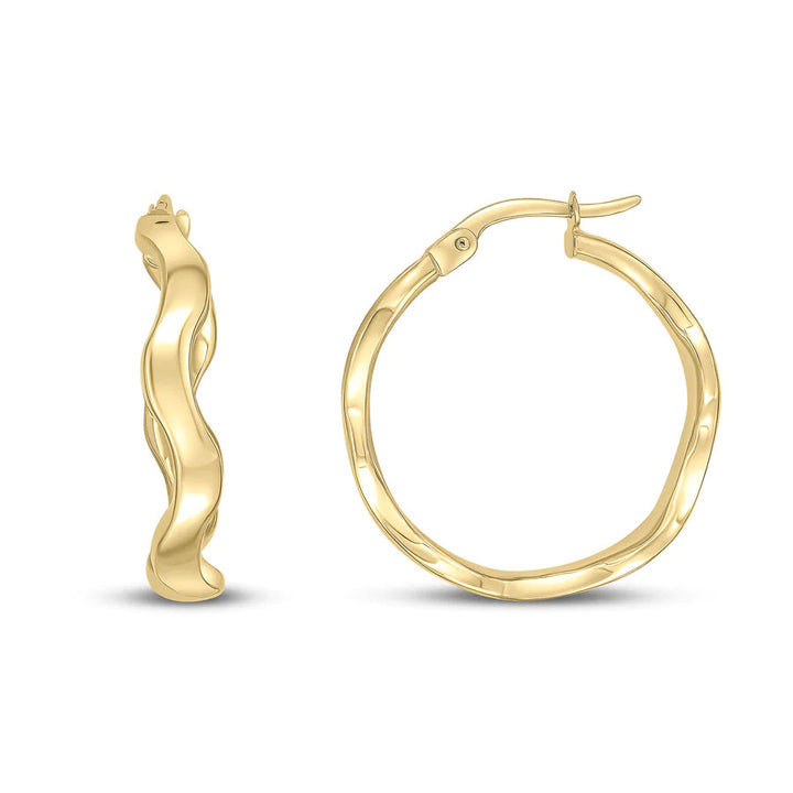 9ct Yellow Gold Wave Hoop Earrings - Michael Jones Jeweller