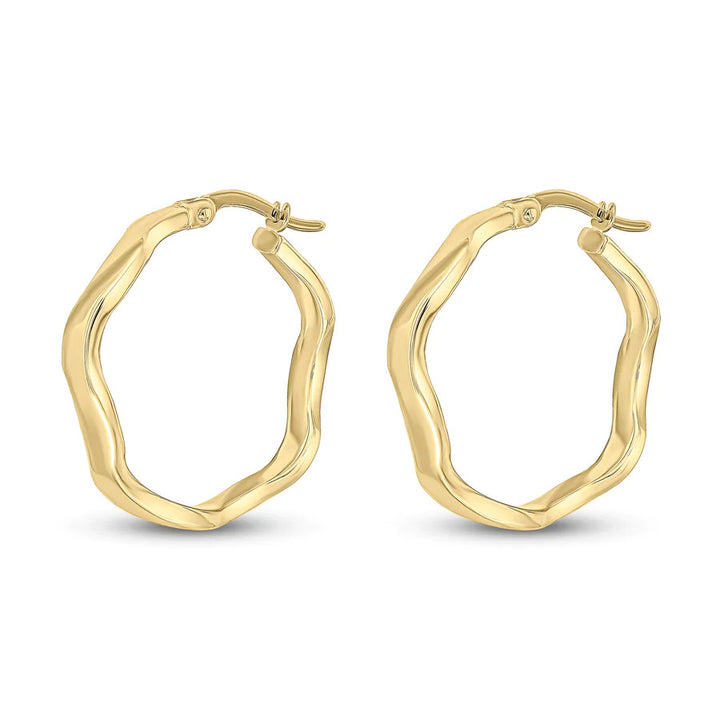 9ct Yellow Gold Wave Hoop Earrings - Michael Jones Jeweller