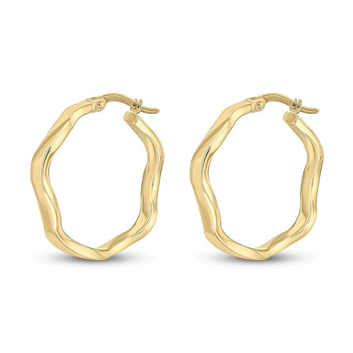 9ct Yellow Gold Wave Hoop Earrings
