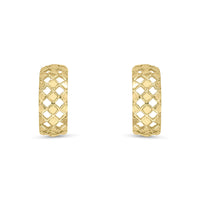 Lattice Effect 9ct Yellow Gold Half Hoop Earrings - Michael Jones Jeweller