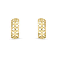 Lattice Effect 9ct Yellow Gold Half Hoop Earrings