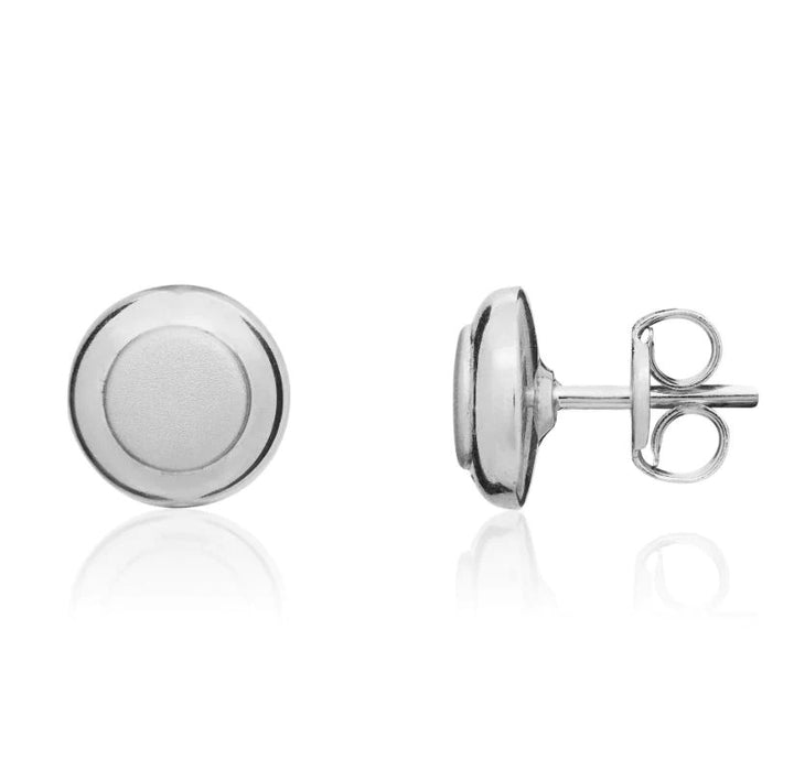 Satin Centre 9ct White Gold Stud Earrings - Michael Jones Jeweller