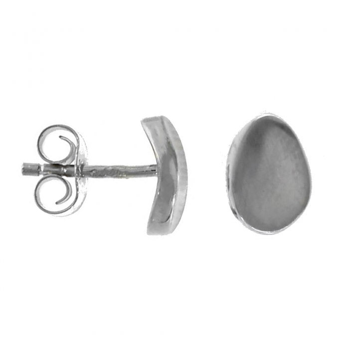 9ct White Gold Concave Stud Earrings