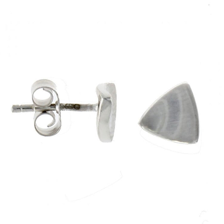 9ct White Gold Triangular Stud Earrings.