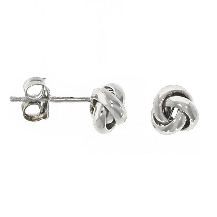 Polished Knot 9ct White Gold Stud Earrings - Michael Jones Jeweller