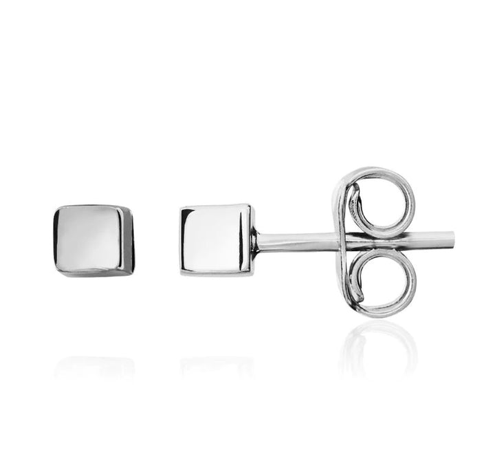 9ct White Gold Cube Stud Earrings