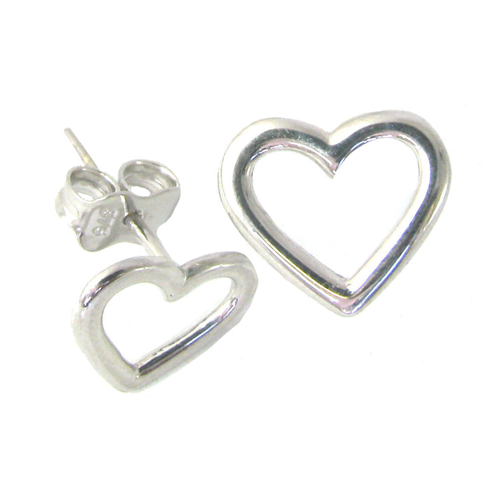 Open Heart 9ct White Gold Stud Earrings - Michael Jones Jeweller