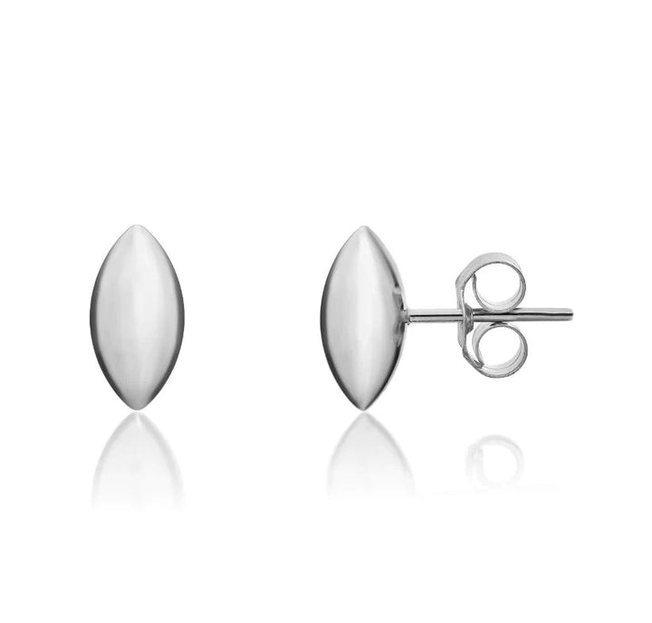 Marquise Shape 9ct White Gold Stud Earrings