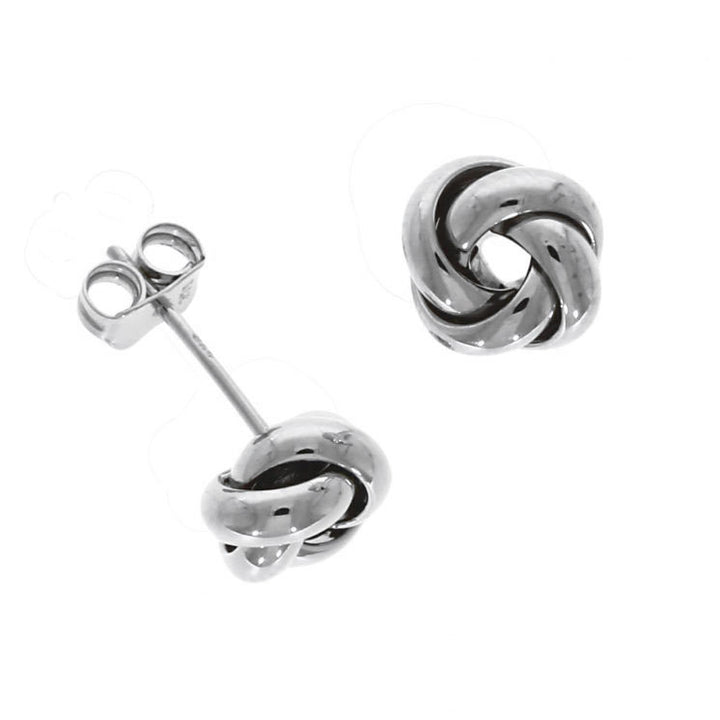 Open 9ct White Gold Knot Stud Earrings - Michael Jones Jeweller