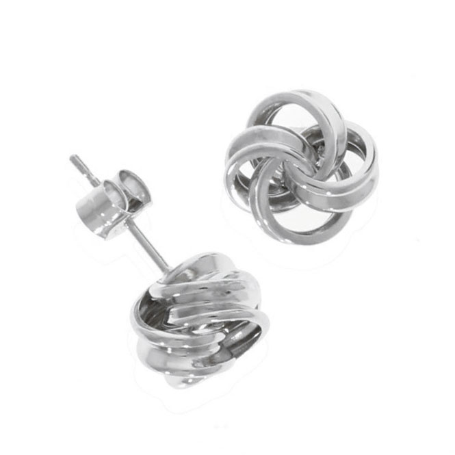 Ridged Knot 9ct White Gold Stud Earrings - Michael Jones Jeweller
