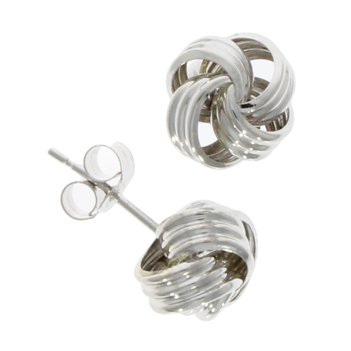 Ribbed Loop 9ct White Gold Stud Earrings - Michael Jones Jeweller