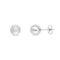 Ridged 9ct White Gold Ball Stud Earrings