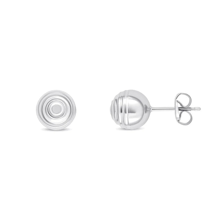 Ridged 9ct White Gold Ball Stud Earrings