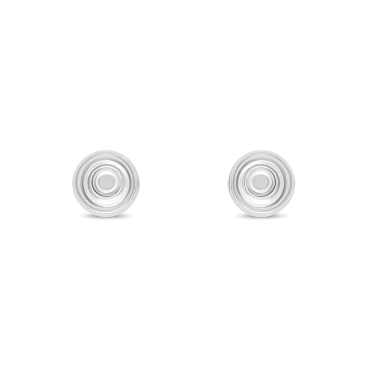 Ridged 9ct White Gold Ball Stud Earrings