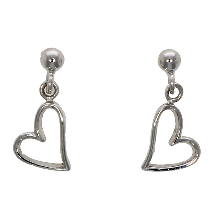 9ct White Gold Heart Drop Earrings