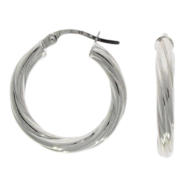 Twisted 9ct White Gold Hoop Earrings - Michael Jones Jeweller