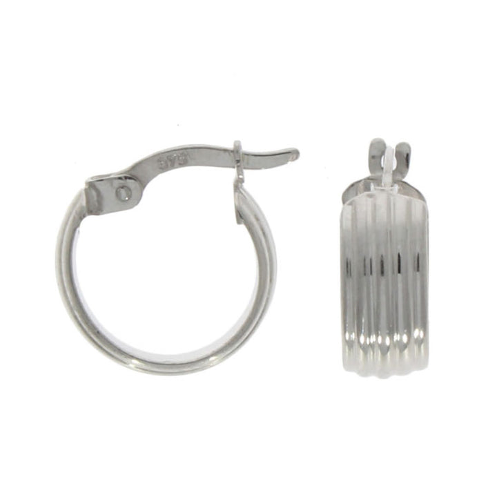 Wide Ridged Hoop Earrings. 9ct White Gold. - Michael Jones Jeweller