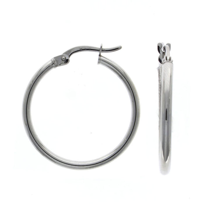 Hoop Earrings. 29mm. 9ct White Gold. - Michael Jones Jeweller