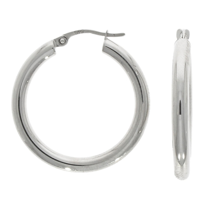 Polished 9ct White Gold Hoop Earrings - Michael Jones Jeweller
